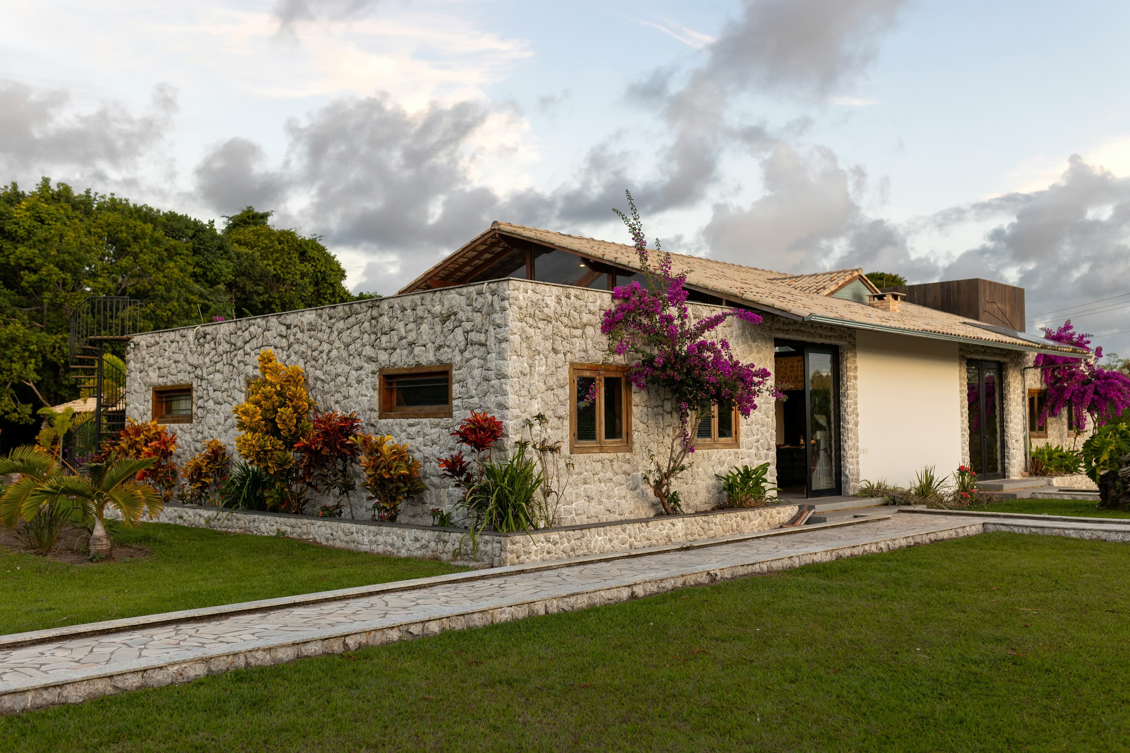 White stone Portuguese farmhouse exterior